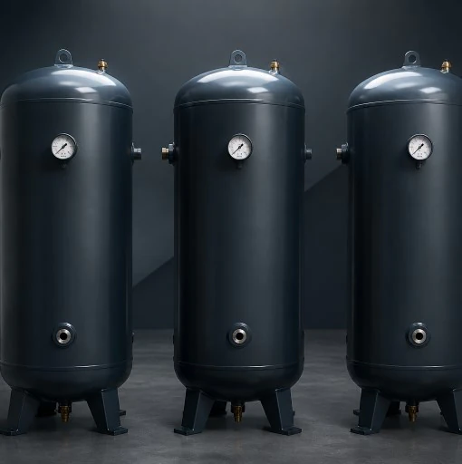 Vertical and horizontal compressed air receiver tanks