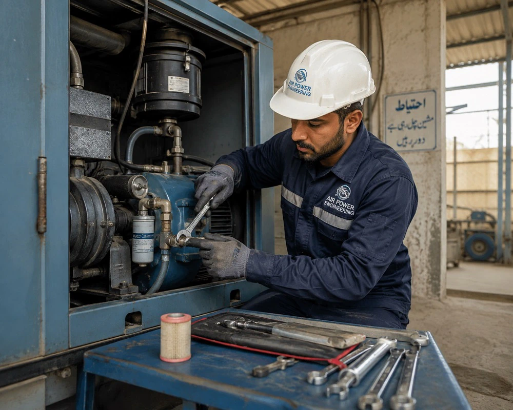 Industrial air compressor repair and troubleshooting technician service